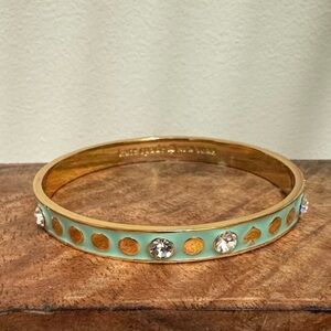 Kate Spade Vintage Gold-Tone Mint Enamel Crystal Dot Bangle